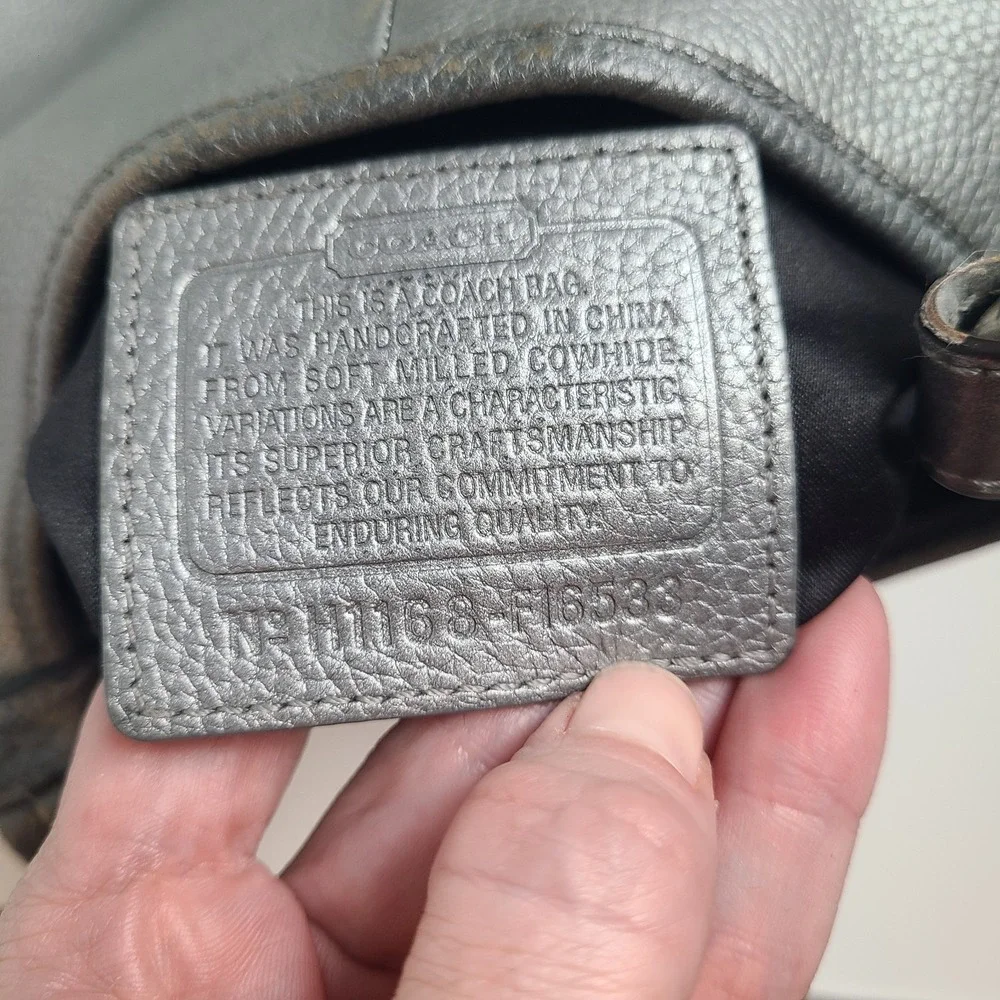 Upcrafted Coach Slim Crossbody Hand Painted Bag Purse Rose Silver Leather F16533 - Picture 11 of 11